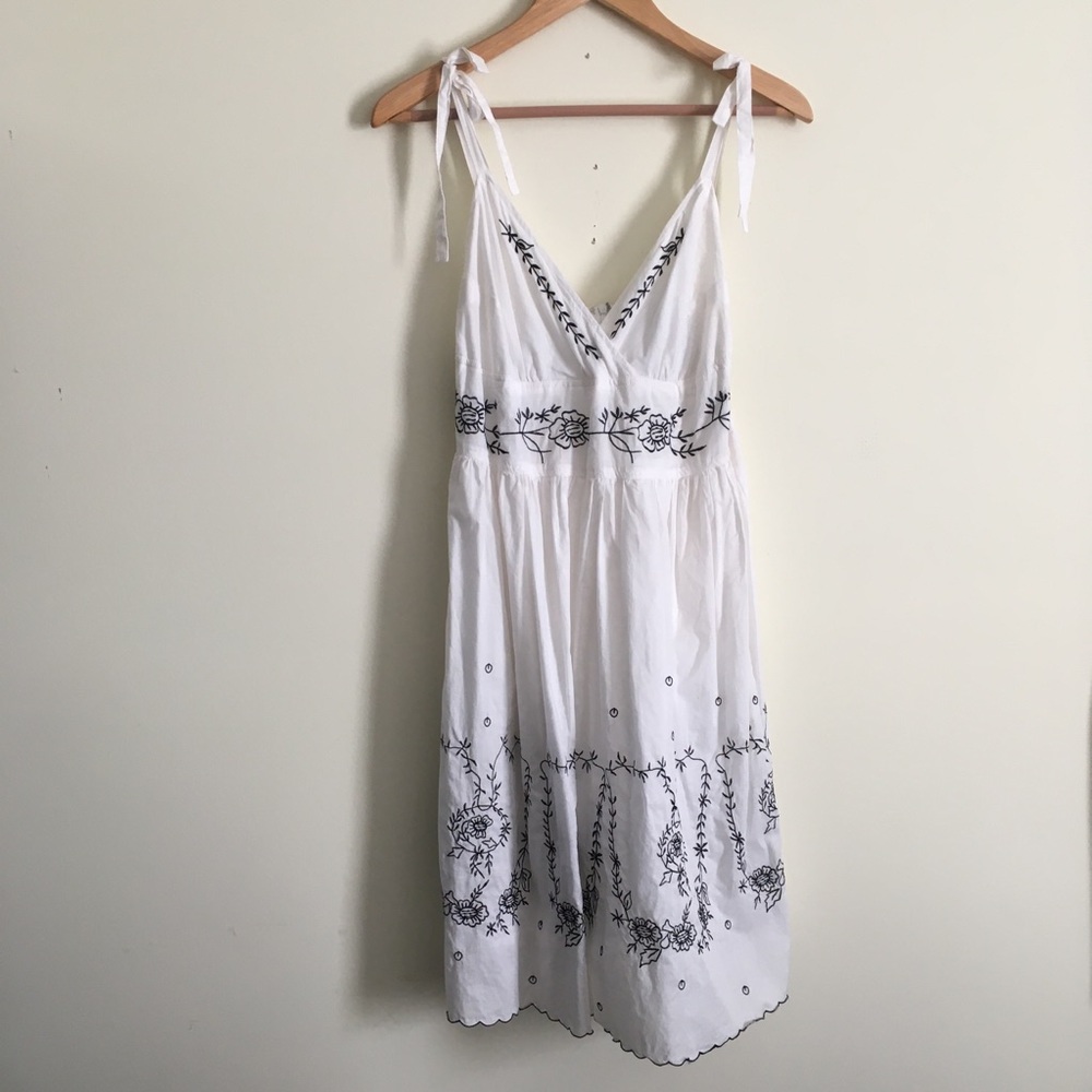 Hale Bob | White Embroidered Cotton Dress Medium